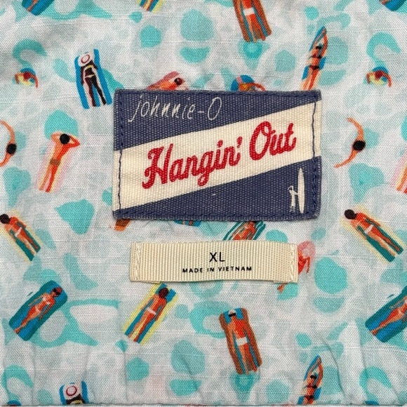 Johnnie O Floaty Hangin' Out Button Up Shirt XL Malibu Novelty Print Prep - Picture 10 of 13